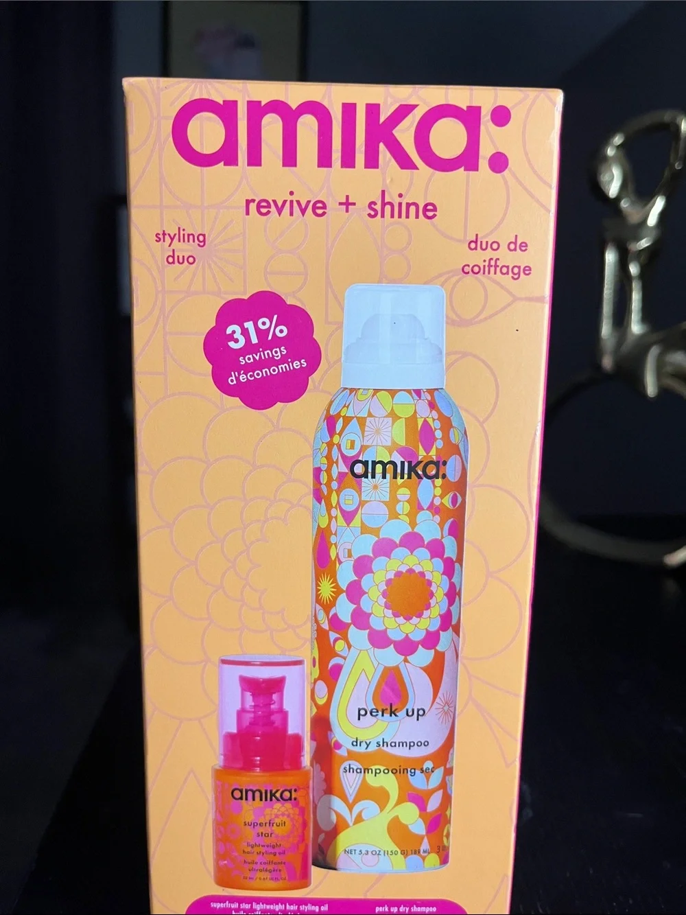 amika styling duo — Perk Up Dry Shampoo & Star Fruit Styling Oil